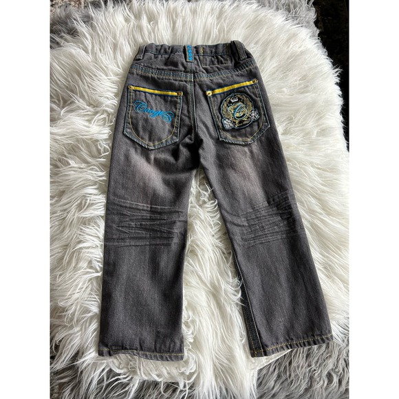 Coogi kids Denim Straight Leg Jeans Embroidered Pockets‎ Dark Wash Black SZ 5 - Picture 2 of 12
